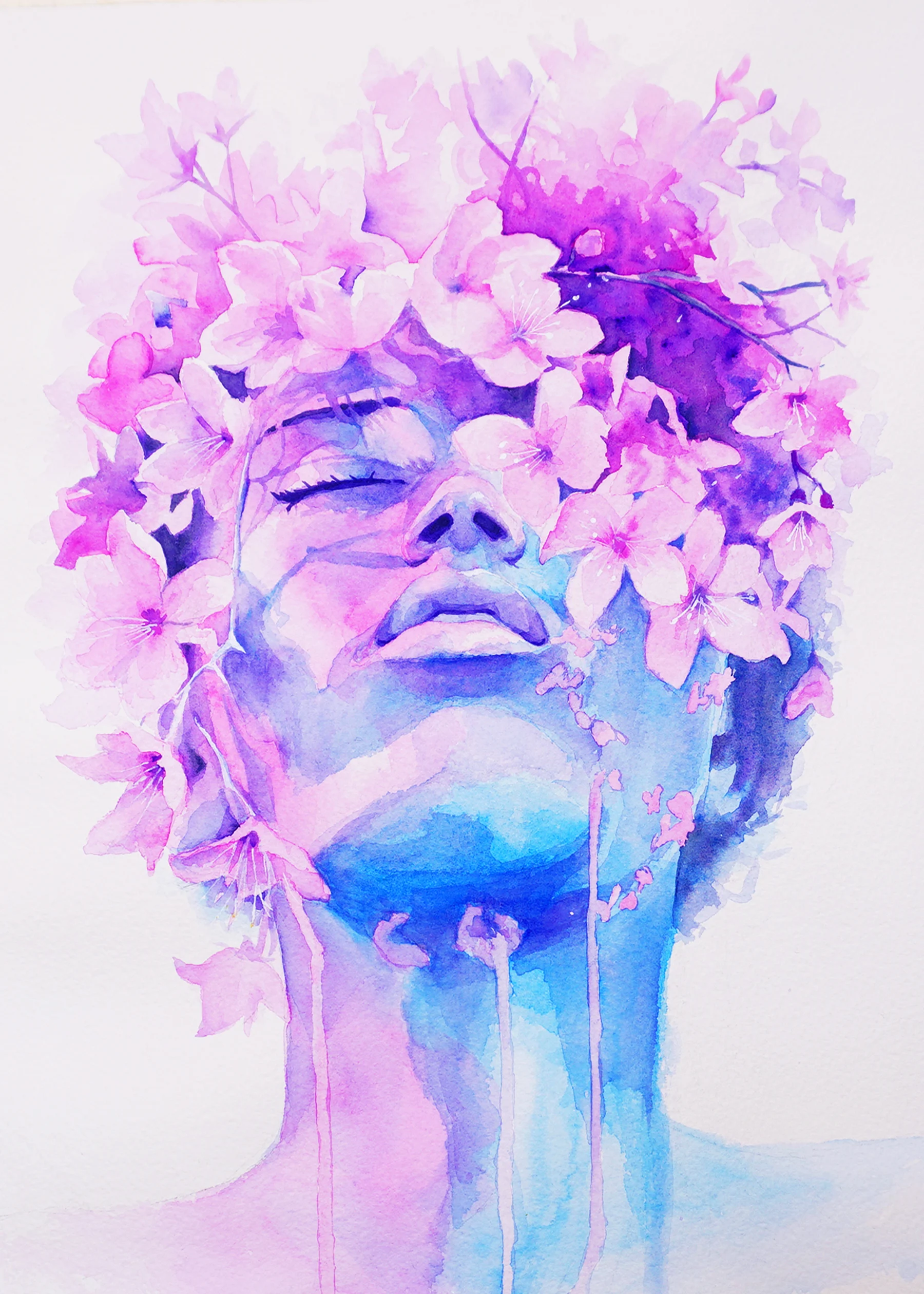 …et le printemps vient, aquarelle de Maeli